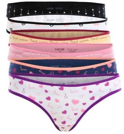 Dice Pack Of 6 Printed Cotton Bikini Underwear For Women