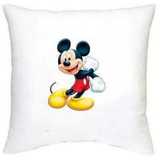 Mickey Mouse Printed Decorative Cushion White/Black/Yellow 16x16inch