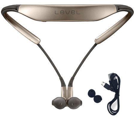 Level U Samsung Wireless Bluetooth Neck Headsets Collar Noise Cancelling Headphone-Gold..