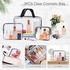 3Pcs Travel Clear Cosmetic Bag Toiletry Bags Bulk, Water Resistant PVC Packing Cubes with Zipper Closure & Carry Handle for Women Baby Men, Make-up Brush Case Beach Pool Spa Gym Bag，Black