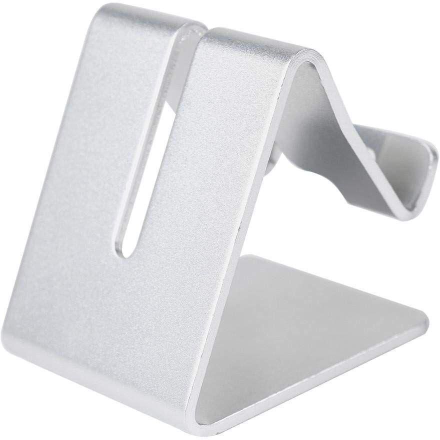 Cell Phone Desk Stand Holder Aluminum Desktop Solid Portable Universal Desk Stand for All Mobile Smart Phone Tablet Display Huawei iPhone 7 6 Plus 5 Ipad 2 3 4 Ipad Mini Samsung Silver