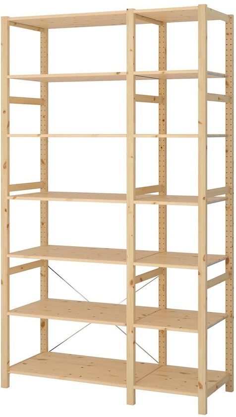 IVAR 2 sections/shelves - pine 134x50x226 cm
