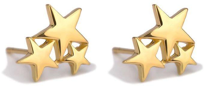 3D Fashion Cute Small Triple Stars Stud Earrings for Girls & Women