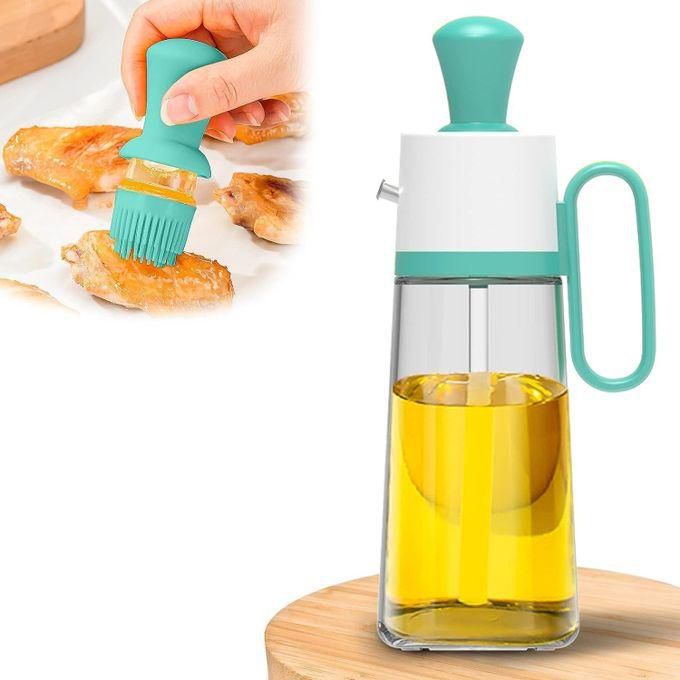 630ml Oil Vinegar Sauce Dispenser Bottle with Grill Brush - Oil Storage and Dispenser Container with Silicone Basting Brush, Kitchen Supplies