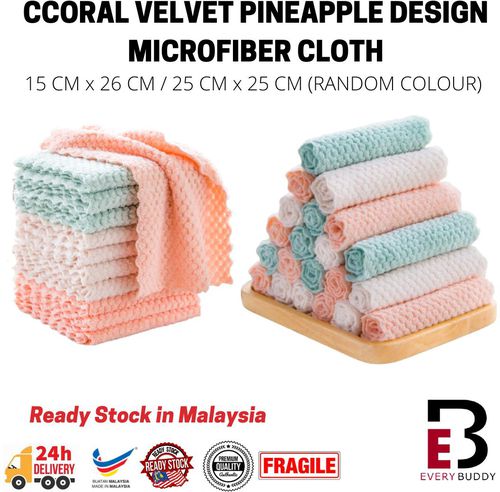 1 pc Coral Velvet Microfiber Cloth 25 cm x 25 cm (Random Color)
