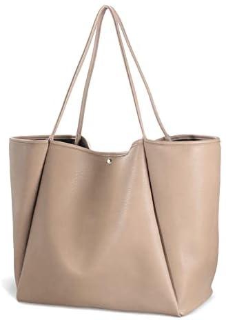 HOXIS Oversize Vegan Leather Tote Women Weekender Bag Shopper Handbag Travel Purse
