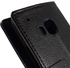 Litchi Skin Wallet Leather Stand Case and Screen Protector for HTC One M9 - Black