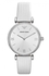 Emporio Armani Women Bezel Leather Strap Watch AR1680  (Silver/Dial White)