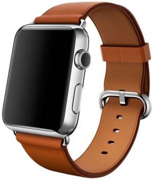 Apple MLC92 42mm Stainless Steel Case with Saddle Brown Classic Buckle