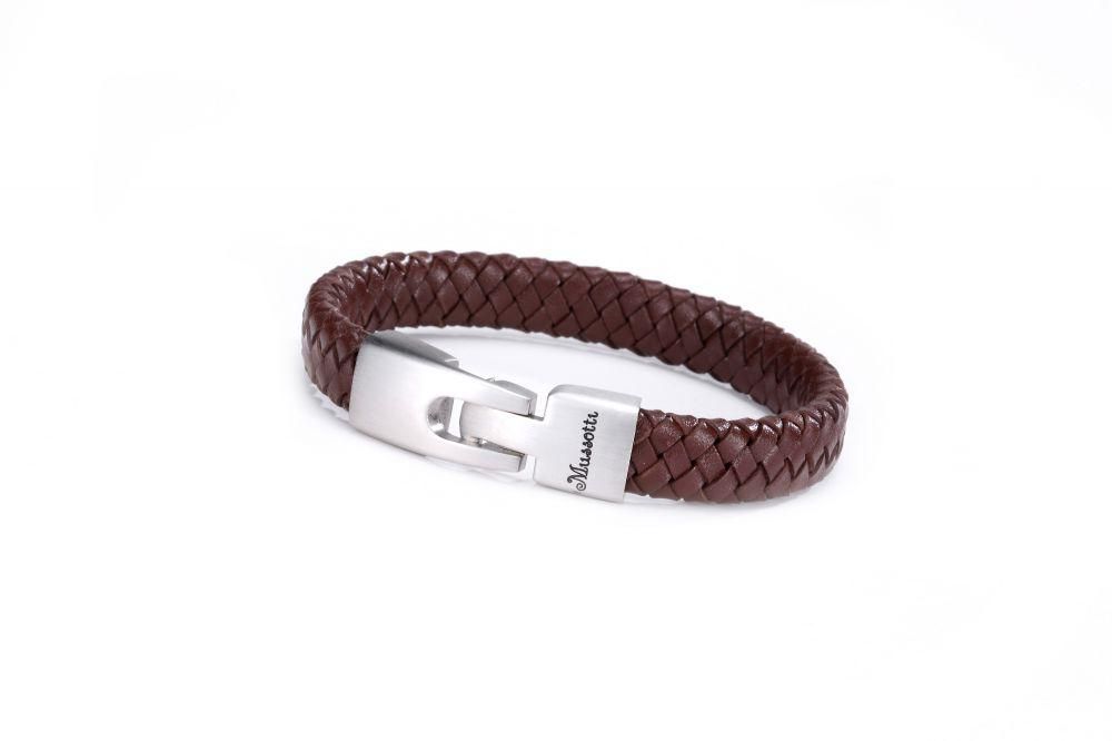 Mussotti Leather Bracelet for Men - Brown, M-1112