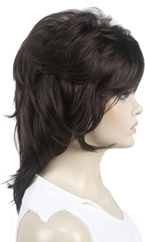 Classic Medium Length Soft Layered Synthetic Hair Wig With Classic Cut, Chestnut Brown