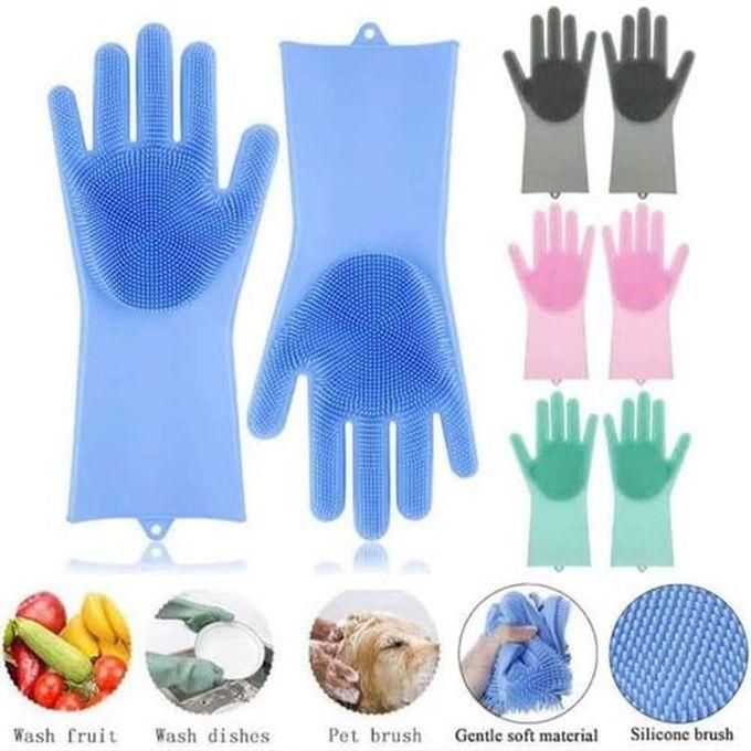 2 Silicon Dish-Washing Kitchen Gloves