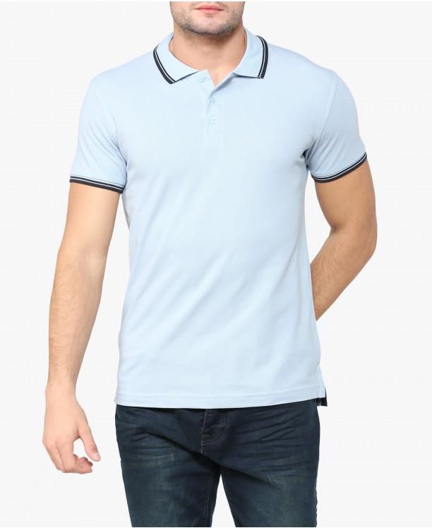 Light Blue Hero Polo Neck T-Shirt
