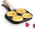 4 Hole Omelet Pan for Burger Eggs Ham Pancake Maker Wooden Handle Frying Pot Non-Stick Cooking Breakfast