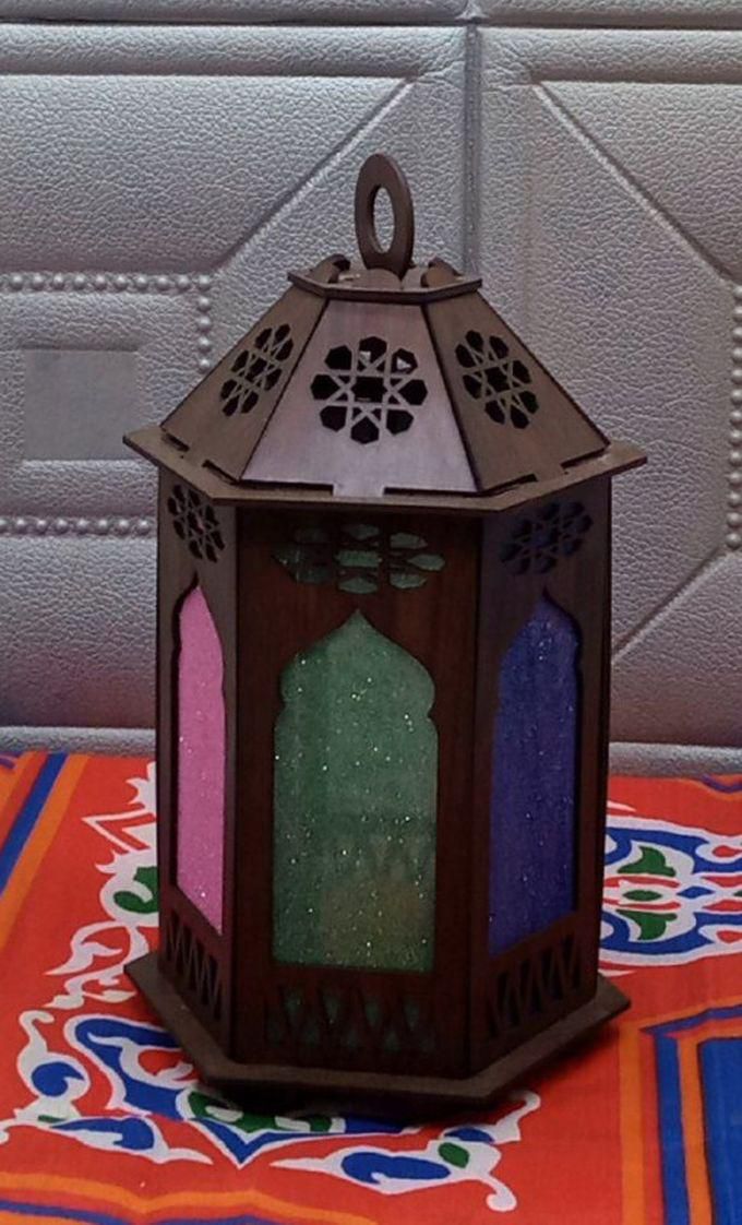 Ramadan Wooden Lantern, - 25Cm Height, With Lights Included