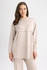 Defacto Relax Fit Hooded Double Faced Sweatshirt Tunic