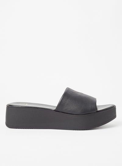 Kadas Leather Flatform Sandals Black