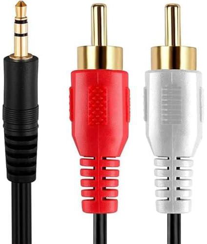 ECVV 3.5mm to 2 RCA Male Plug to RCA Stereo Audio Video Male AUX Cable Cord, 3.5 mm to RCA AV Camcorder Video Cable |1.5 M||3.5mm to 2-Male RCA|