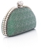 Mr Joe Prominent Pattern Decorative Pearls Glittery Clutch - Green