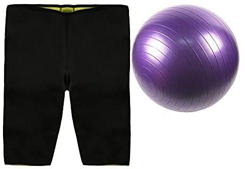 Hot Slimming Short 5Xl, Black, Mf167-Bla1 with Yoga and Gym Ball, Size 75 cm, Purple, SP70-3796_ with one years guarantee of satisfaction and quality