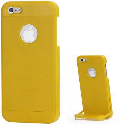 Solid Color Creative Stand Reinforced Hard Back Protective Case for iPhone 5 5s - Yellow