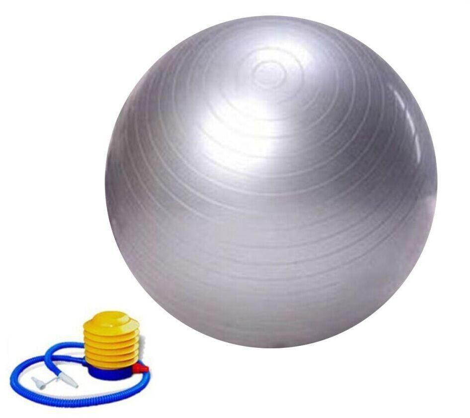 EXERCISE GYM YOGA SWISS 65cm BALL FITNESS AB ABDOMINAL SPORT WEIGHT LOSS SILVER