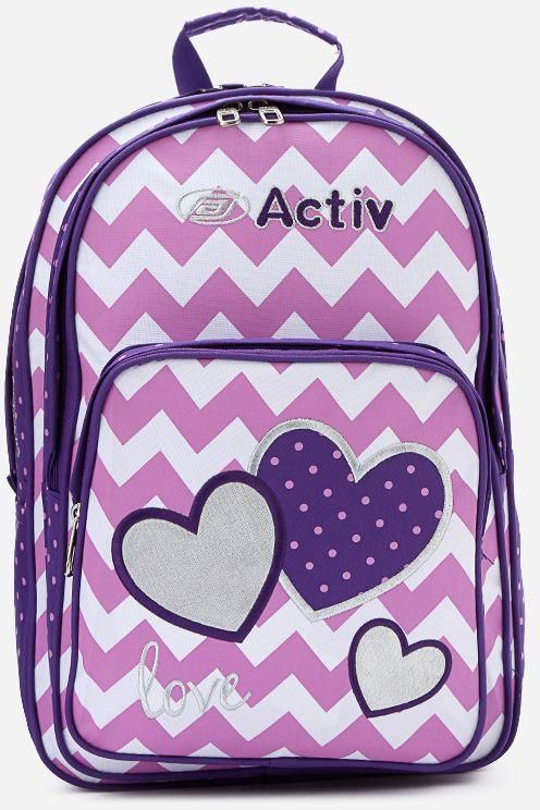 Activ Hearts Backpack - Purple & White