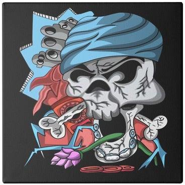 Cartoon Themed Canvas Wall Painting With Hidden Frame Black/White/Blue 50x50cm