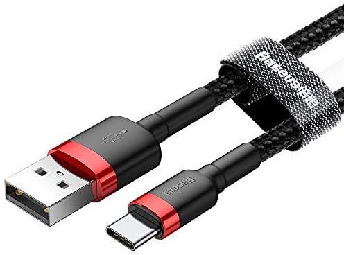 كابل من باسيوس تايب سي - USB C - لأجهزة سامسونج جالكسي S20 Plus / S20 Ultra كابل يدعم الشحن السريع بطول 1 متر - أسود