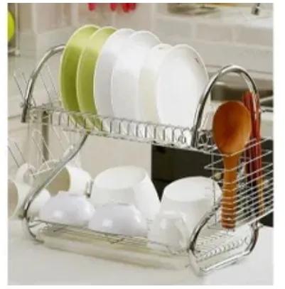 2 Tier Dish Rack Stainless Steel, With Drain Board