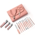 Professional Pedicure Tools With Manicure Set And Leather Bag, 12 Pieces.. Pink.