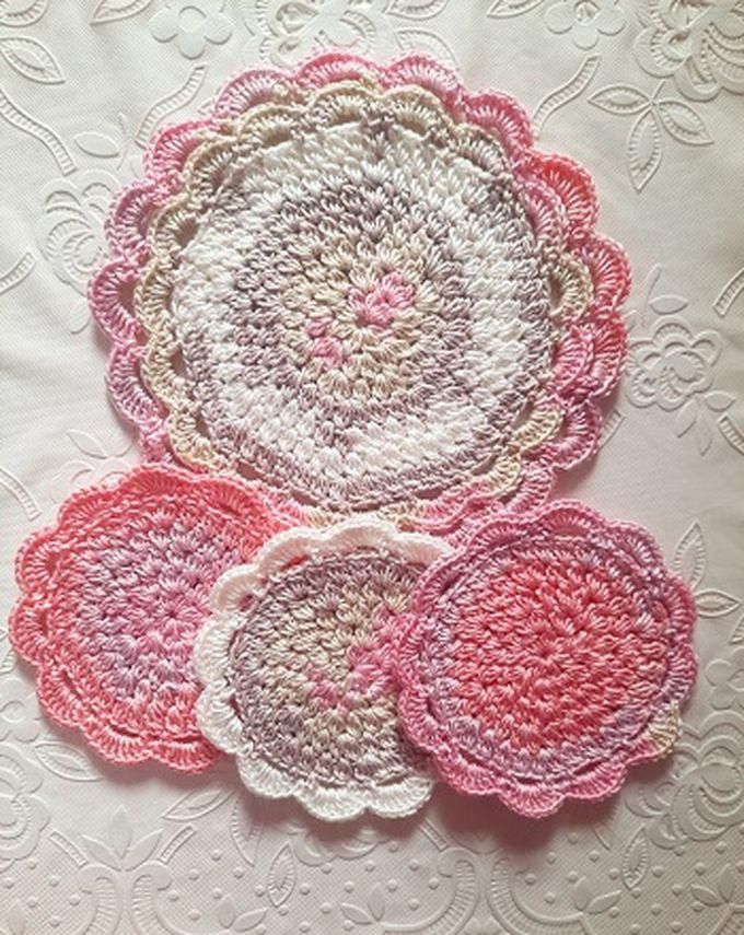 Handmade Crochet Coaster Set - 3 Pcs