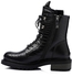 Dejavu Reptile Leather Zipper & Lace Up Mid Calf Boots - Black