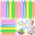 Zeuwets Pack of 18 Pop Tubes, Mini Pop Tubes Sensory Toy, Colourful Stretch Tube Sensory Toy, Pop Tubes Fidget Toy, Stretch Tube Sensory Toy for Children, Stress Relief Party