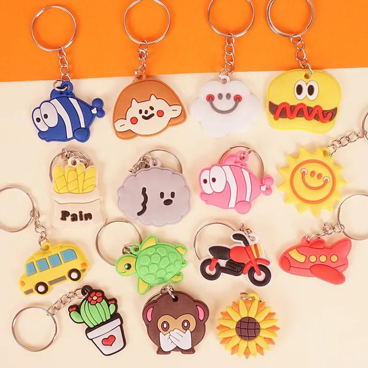 Korean cartoon key chain PVC soft plastic key chain Korean cute silicone small gift pendant dripping plastic accessories