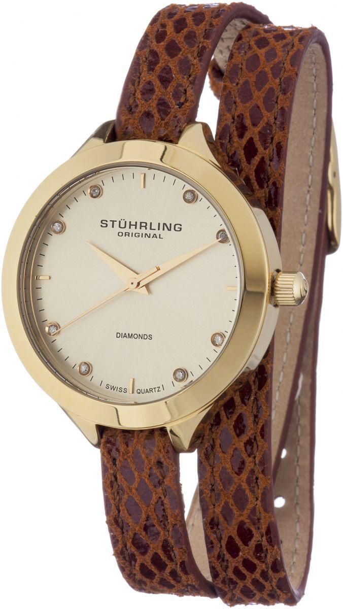 Stuhrling Original Vogue Women's Beige Dial Double Wrap Leather Band Watch - 624.03