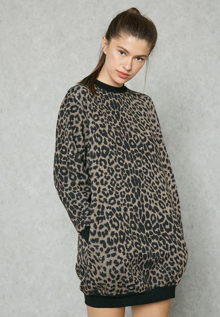 Leopard Print Jumper Dress