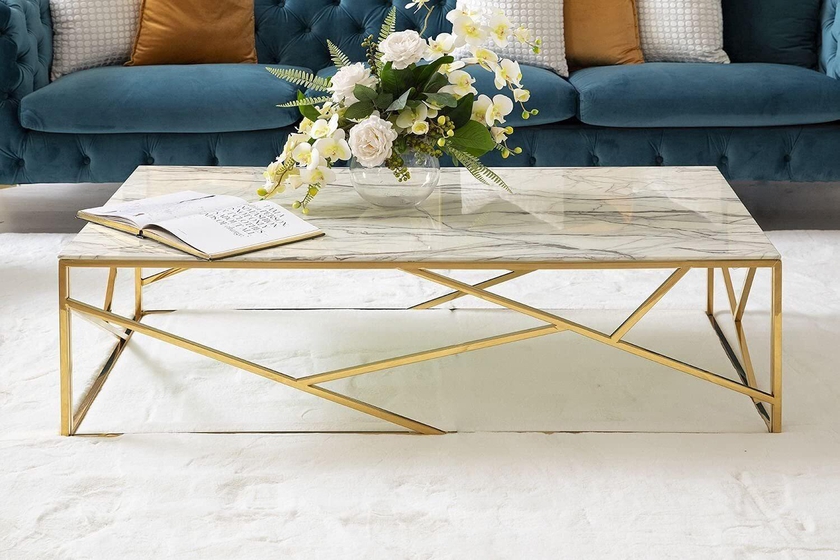 PAN Home Volente Coffee Table, White/Gold