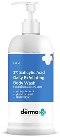The Derma Co 1% Salicylic Acid Daily Exfoliating Body Wash To Prevent Body ACNE & Cleanse Skin, with Salicylic Acid, Glycolic Acid & PENTAVITIN - 250 ml (Pack of 1)
