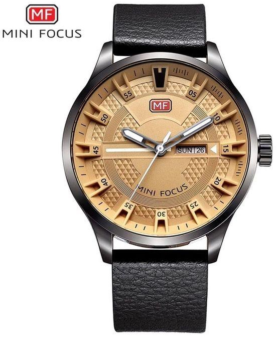Mini Focus MF0028G Leather Watch - For Men – Black/Sand