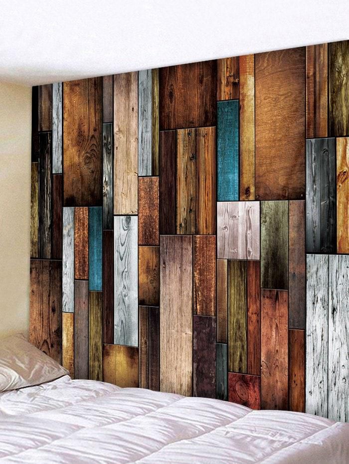 Wood Plank Printing Wall Tapestry - W79 X L59 Inch