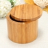Universal Natural Bamboo Round Salt Box Jar Modern Kitchen Storage Case With Magnet Lid