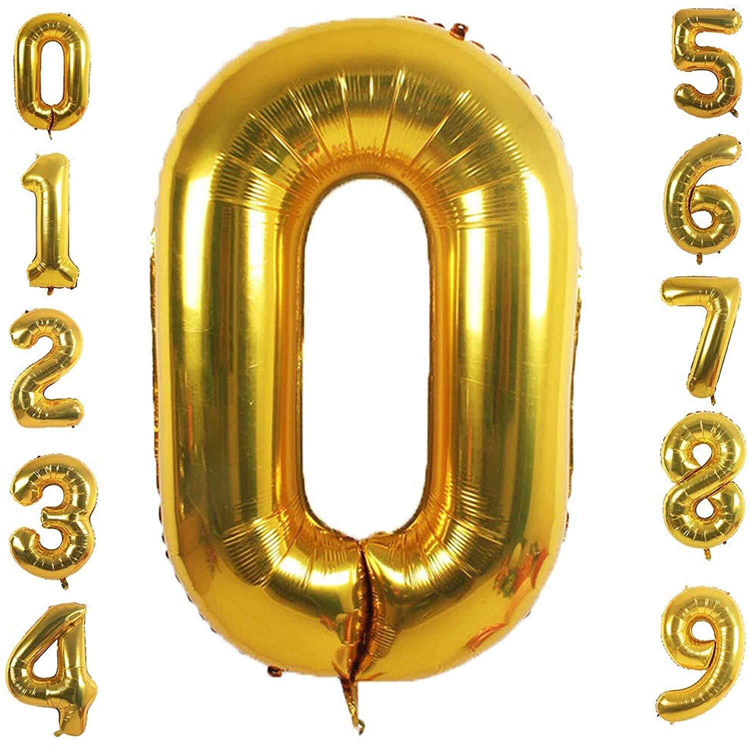 Markq 40 inch Number Balloons, Large Gold Foil Helium Balloons for Anniversary Wedding Birthday Party Decoration Supplies (Number 0)