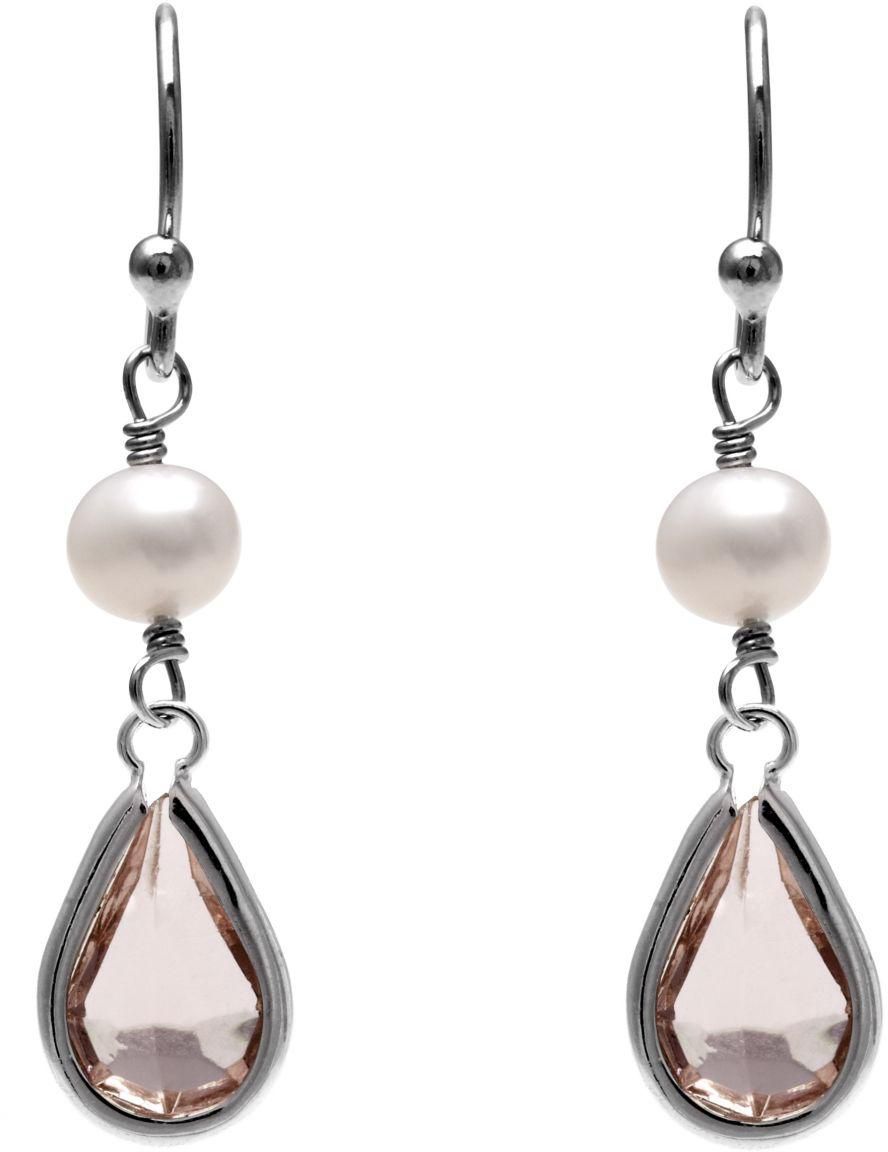 Kyoto Pearl 18K White Gold Plated Gold Swarovski Crystals Pearl Drop Earrings