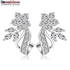 Hot Flower Stud Earring with White Crystal