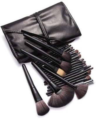 24-Piece Professional Makeup Brush Set With Bag Black