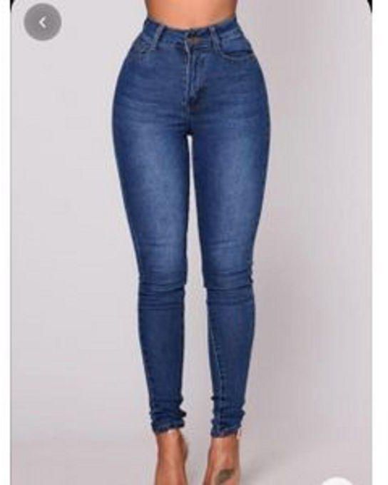 Fashion Blue High Waist Ladies Jeans-slim Fit