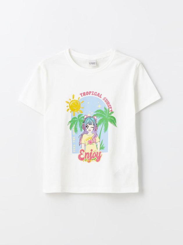 LC Waikiki Crew Neck Printed Short Sleeve Girl T-Shirt