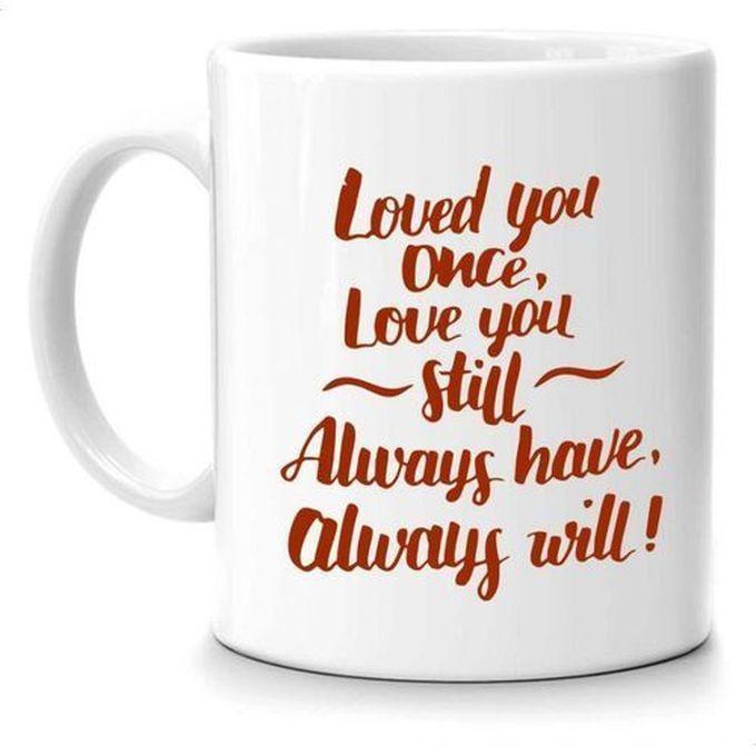 Love You Ceramic Mug - White/Brown