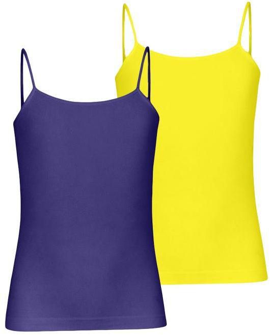Silvy Set Of 2 Camisoles For Girls - Purple Yellow, 12 - 14 Years